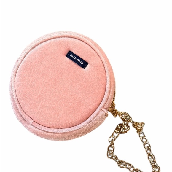 Miu Miu Handbags - Miu Miu Blush Pink Velvet Bag Gold Chain Wristlet